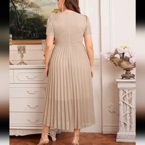Plus size Glitter Pleated Dress Long 3XL - Picture 2 of 12